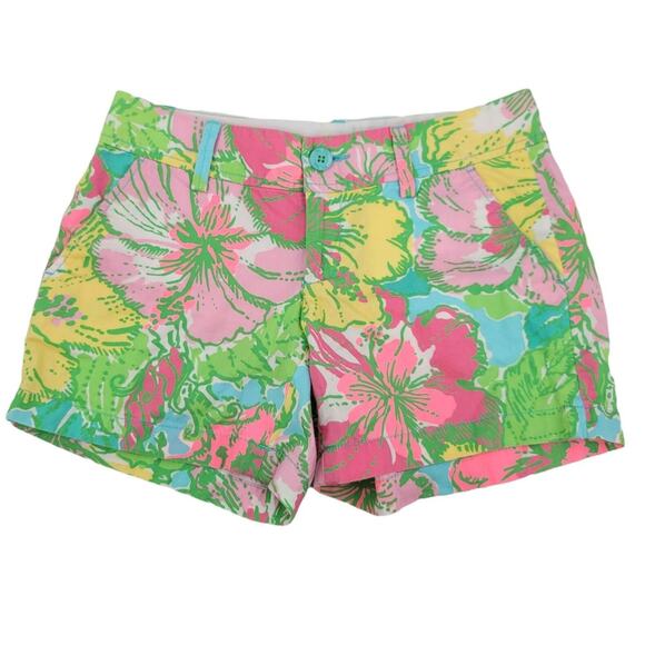 Lilly Pulitzer Shorts Womens Size 2 Floral Tropical Flowers Cruise Vacation 70's